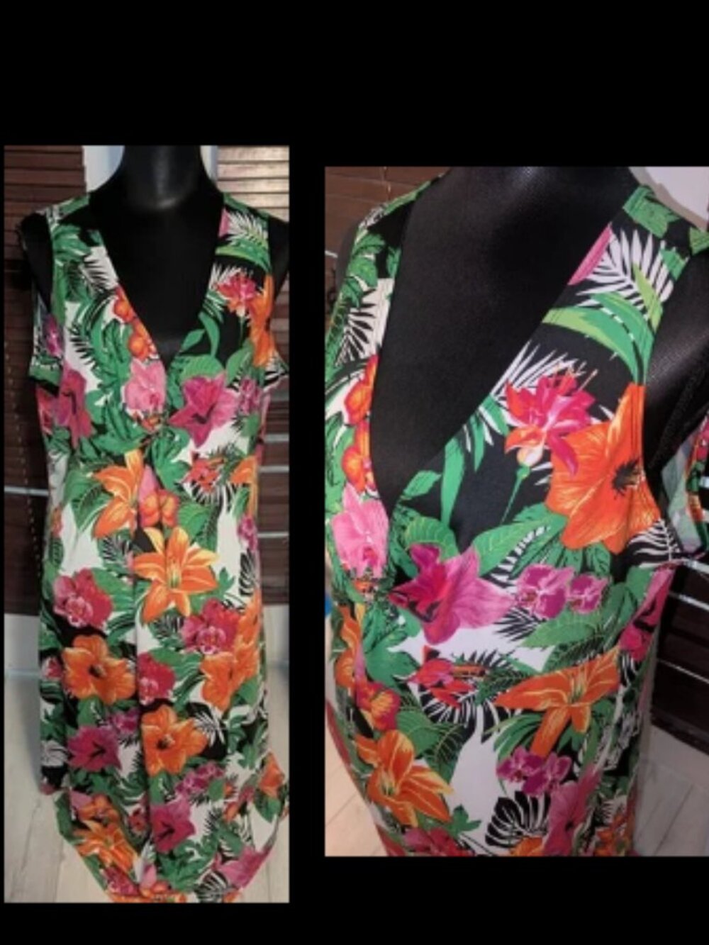 NEW Slinky Brand Sleeveless Maxi Dress Hawaiian Floral Style Plus Size Womens 1X